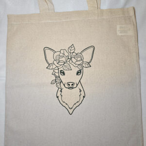 Toe bag hert met bloemen